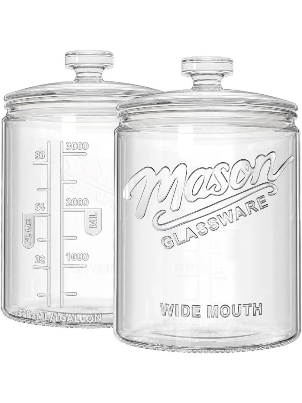 1 Gallon Glass Cookie Jar with Lid - Wide Mouth Mason Jar for Kitchen Storage
